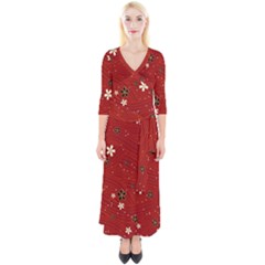 Flower Washi Floral Background Quarter Sleeve Wrap Maxi Dress by Ravend