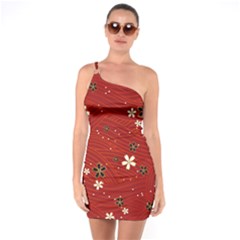 Flower Washi Floral Background One Shoulder Ring Trim Bodycon Dress by Ravend