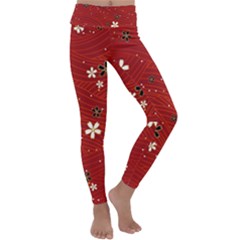 Flower Washi Floral Background Kids  Lightweight Velour Classic Yoga Leggings by Ravend