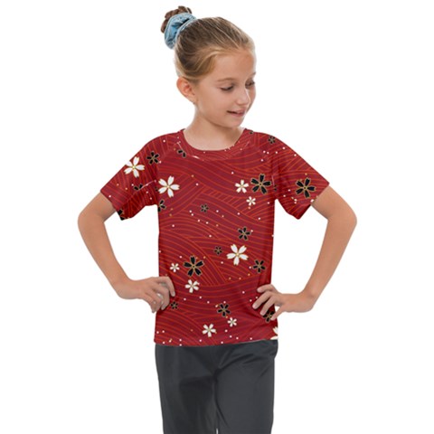 Flower Washi Floral Background Kids  Mesh Piece T-shirt by Ravend