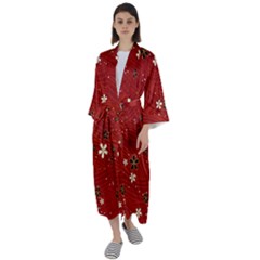 Flower Washi Floral Background Maxi Satin Kimono by Ravend