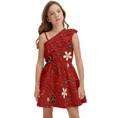 Flower Washi Floral Background Kids  One Shoulder Party Dress by Ravend