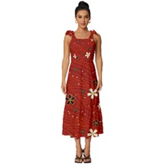 Flower Washi Floral Background Tie-strap Tiered Midi Chiffon Dress by Ravend