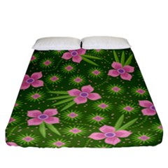 Pink Flower Background Pattern Fitted Sheet (california King Size) by Ravend