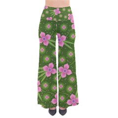 Pink Flower Background Pattern So Vintage Palazzo Pants by Ravend