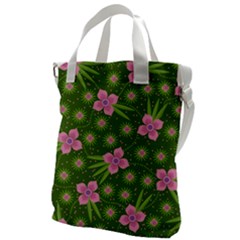 Pink Flower Background Pattern Canvas Messenger Bag by Ravend