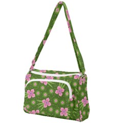 Pink Flower Background Pattern Front Pocket Crossbody Bag by Ravend