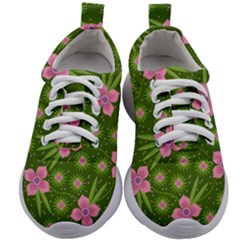 Pink Flower Background Pattern Kids Athletic Shoes by Ravend