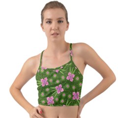 Pink Flower Background Pattern Mini Tank Bikini Top by Ravend