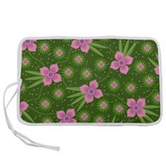 Pink Flower Background Pattern Pen Storage Case (l) by Ravend