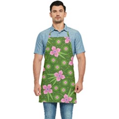 Pink Flower Background Pattern Kitchen Apron by Ravend