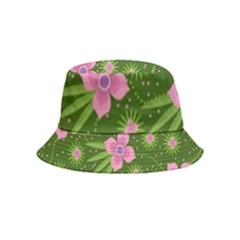 Pink Flower Background Pattern Bucket Hat (kids) by Ravend