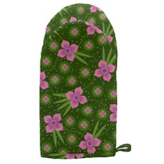 Pink Flower Background Pattern Microwave Oven Glove by Ravend