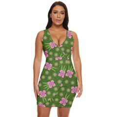 Pink Flower Background Pattern Draped Bodycon Dress by Ravend