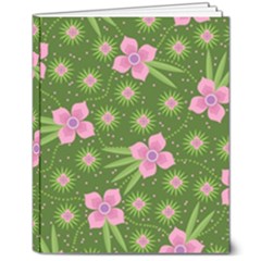 Pink Flower Background Pattern 8  X 10  Hardcover Notebook by Ravend