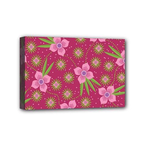 Flower Background Pattern Pink Mini Canvas 6  X 4  (stretched) by Ravend