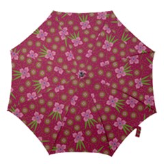 Flower Background Pattern Pink Hook Handle Umbrellas (small) by Ravend