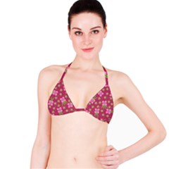 Flower Background Pattern Pink Classic Bikini Top by Ravend