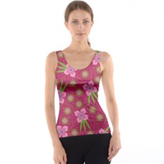 Flower Background Pattern Pink Women s Basic Tank Top by Ravend