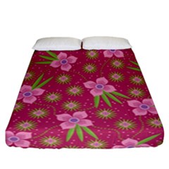 Flower Background Pattern Pink Fitted Sheet (california King Size) by Ravend