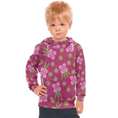 Flower Background Pattern Pink Kids  Hooded Pullover by Ravend