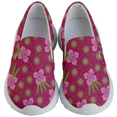 Flower Background Pattern Pink Kids Lightweight Slip Ons by Ravend