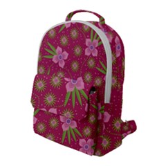 Flower Background Pattern Pink Flap Pocket Backpack (large) by Ravend