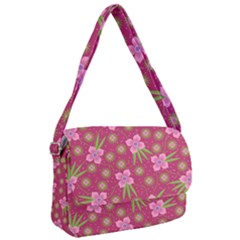 Flower Background Pattern Pink Courier Bag by Ravend