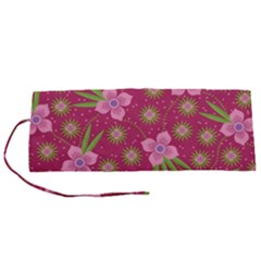 Flower Background Pattern Pink Roll Up Canvas Pencil Holder (s) by Ravend