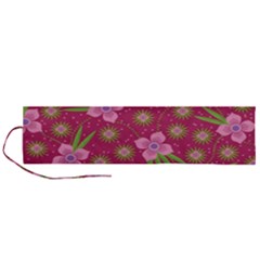 Flower Background Pattern Pink Roll Up Canvas Pencil Holder (l) by Ravend