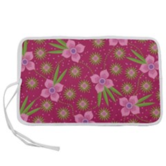 Flower Background Pattern Pink Pen Storage Case (l) by Ravend