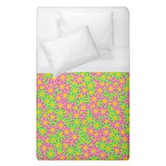 Pink Flower Background Green Pattern Duvet Cover (single Size) by Ravend