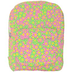 Pink Flower Background Green Pattern Full Print Backpack by Ravend