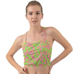 Pink Flower Background Green Pattern Mini Tank Bikini Top by Ravend