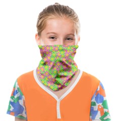 Pink Flower Background Green Pattern Face Covering Bandana (kids) by Ravend