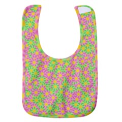 Pink Flower Background Green Pattern Baby Bib by Ravend