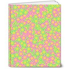 Pink Flower Background Green Pattern 8  X 10  Hardcover Notebook