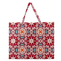 Geometric Pattern Seamless Abstract Zipper Large Tote Bag by Ravend