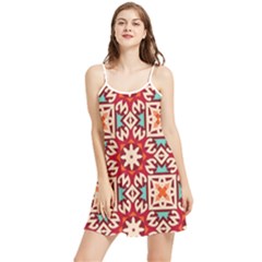 Geometric Pattern Seamless Abstract Summer Frill Dress by Ravend