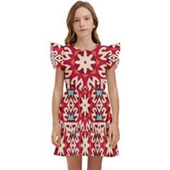 Geometric Pattern Seamless Abstract Kids  Winged Sleeve Dress by Ravend