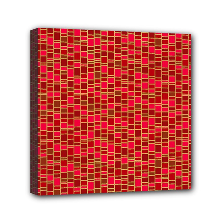 Geometry Background Red Rectangle Pattern Mini Canvas 6  x 6  (Stretched)