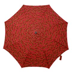 Geometry Background Red Rectangle Pattern Hook Handle Umbrellas (medium) by Ravend