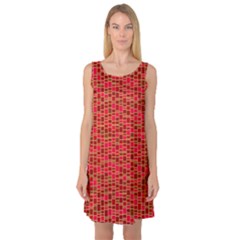 Geometry Background Red Rectangle Pattern Sleeveless Satin Nightdress by Ravend