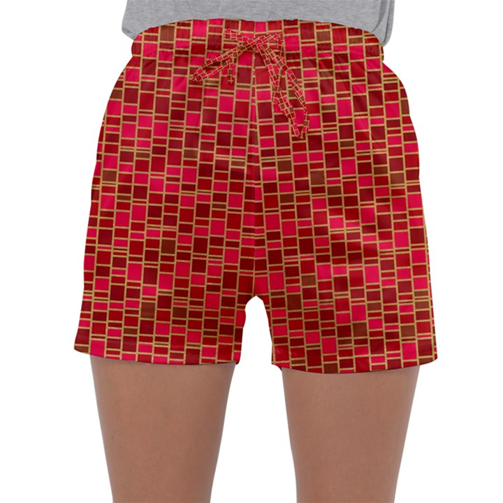 Geometry Background Red Rectangle Pattern Sleepwear Shorts