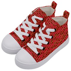 Geometry Background Red Rectangle Pattern Kids  Mid-top Canvas Sneakers by Ravend