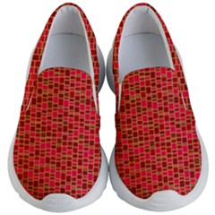 Geometry Background Red Rectangle Pattern Kids Lightweight Slip Ons by Ravend