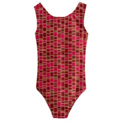 Geometry Background Red Rectangle Pattern Kids  Cut-out Back One Piece Swimsuit by Ravend