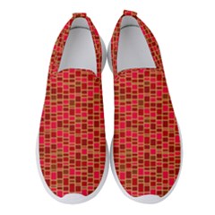 Geometry Background Red Rectangle Pattern Women s Slip On Sneakers by Ravend