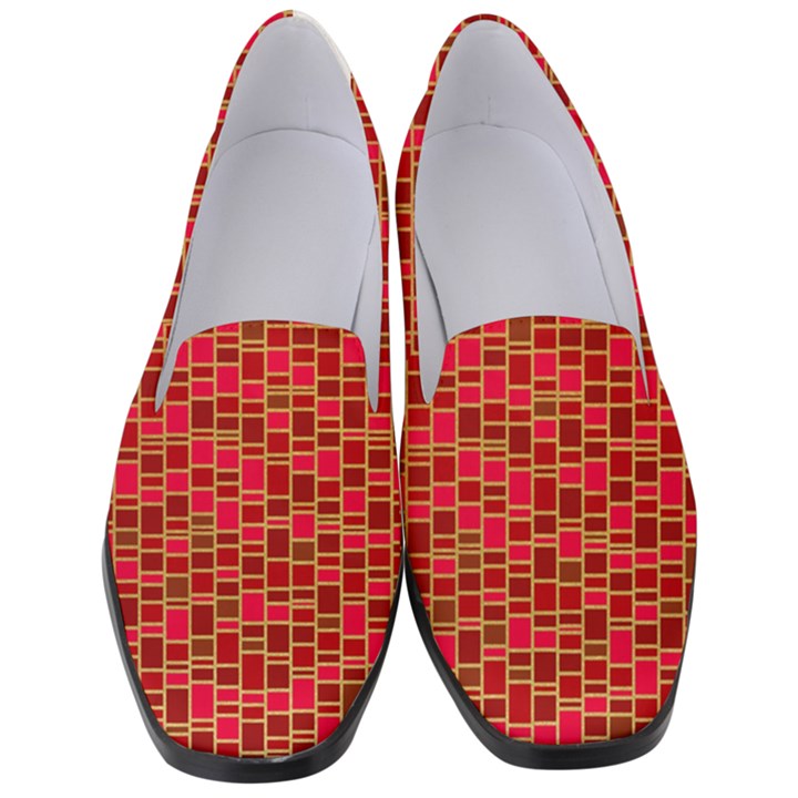 Geometry Background Red Rectangle Pattern Women s Classic Loafer Heels