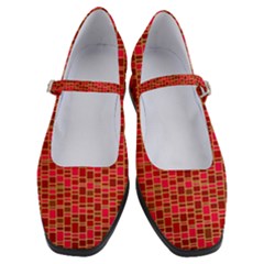 Geometry Background Red Rectangle Pattern Women s Mary Jane Shoes by Ravend